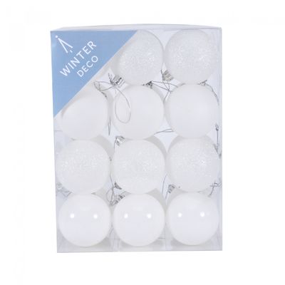 6cm White Baubles