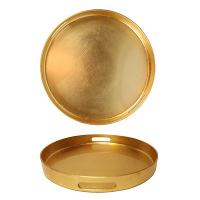 Gold Round Serving Tray 