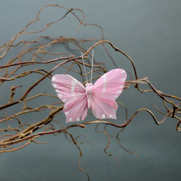 Pink Butterflies with Clips 7cm (x6)