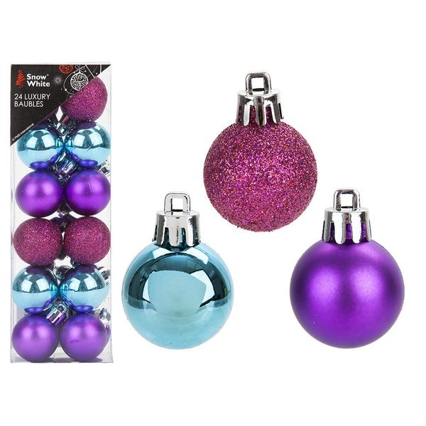 Set Of 24 3Cm Baubles In Pvc   Box - Brights                 
