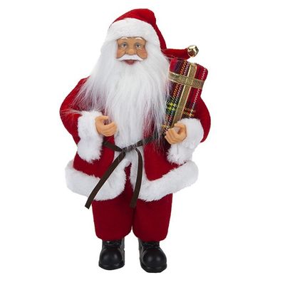 30Cm Standing Santa Decoration With Hang Tag                 