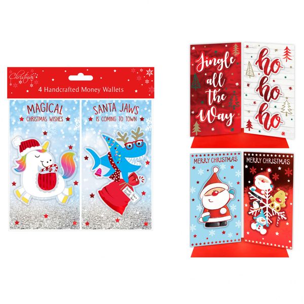 4 Christmas Money Wallets (Assorted Designs)