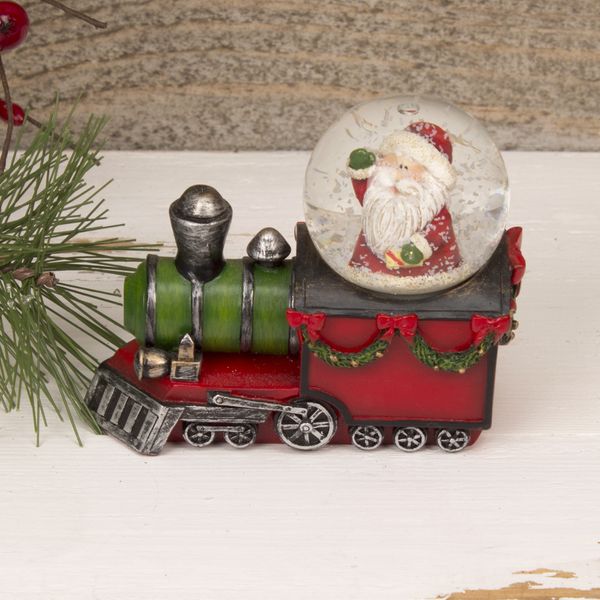 Santa Claus on Train Resin Snow Globe