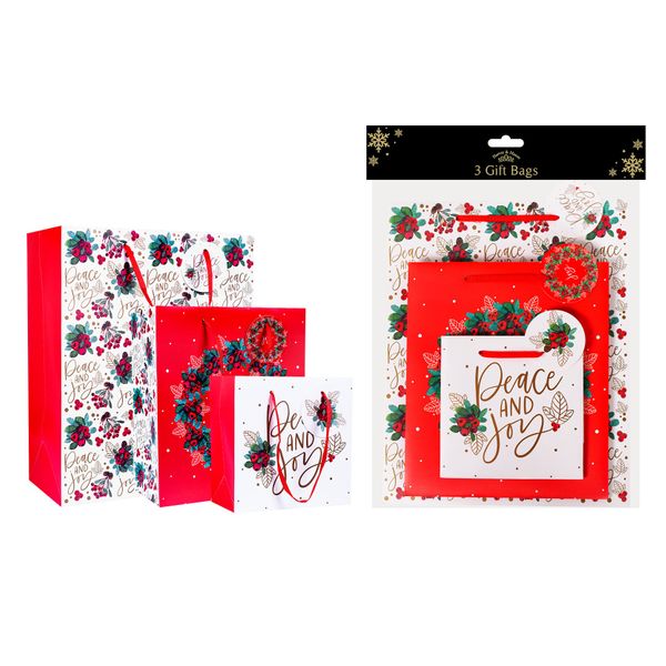 Traditional Christmas Gift Bags (Pack of 3)