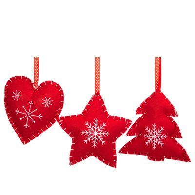 Assorted Red Felt Heart Tree Decoration