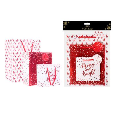 Red Christmas Gift Bags (Pack of 3)