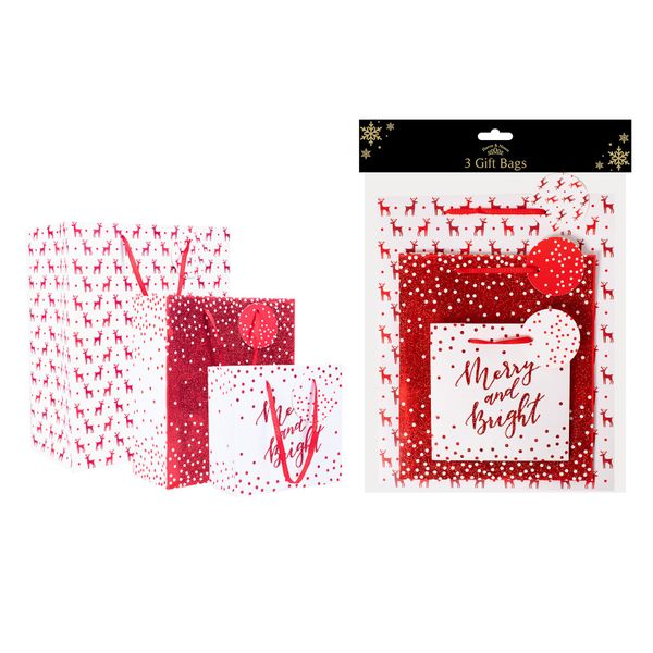 Red Christmas Gift Bags (Pack of 3)