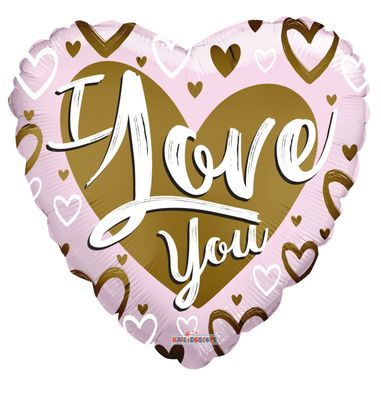 I Love You Matt Gold & Pink Heart Balloon (18 inch)