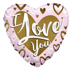 I Love You Gold And Pink Jumbo Heart (36 Inch)