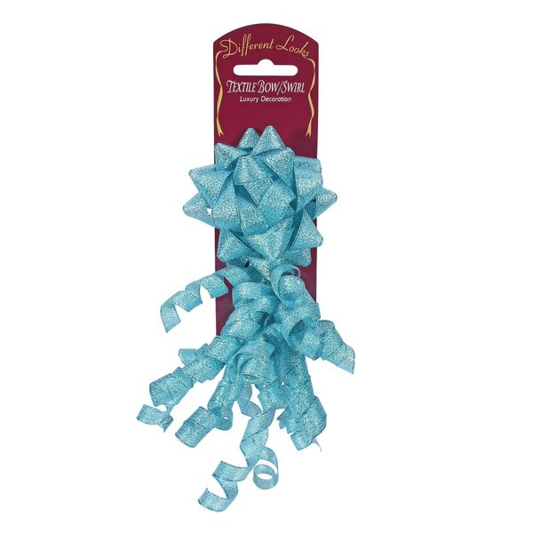 Frosty Blue Fabric Bow and Swirl (Bow 10cm)