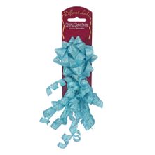 Frosty Blue Fabric Bow and Swirl (Bow 10cm)