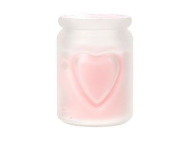 Frosted Pink Heart Candle in Glass