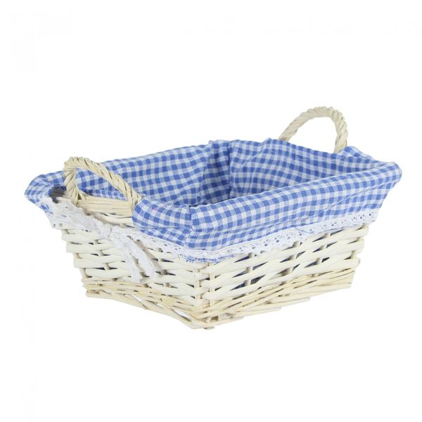 Square basket with blue liner