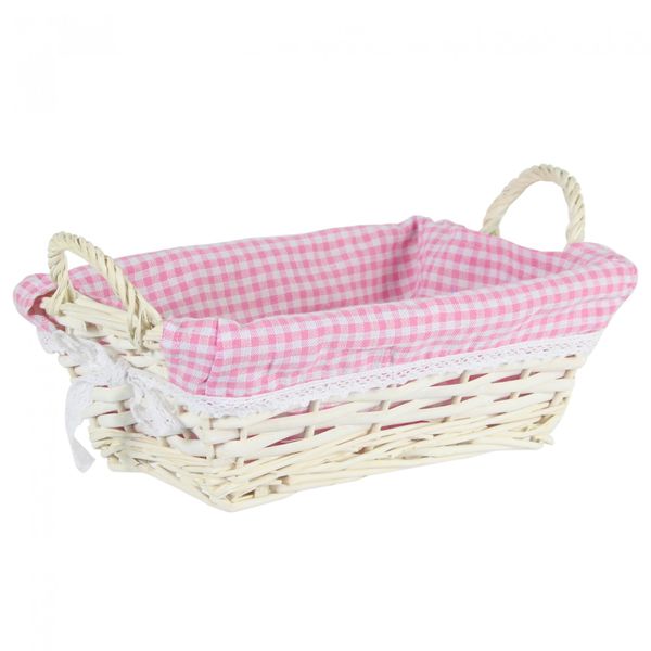 Pink lined rectangle basket