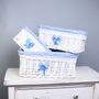 Set of 3 White Basket W/Blue Liner