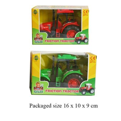 T19123 Friction powered tractor comes in either red or green.