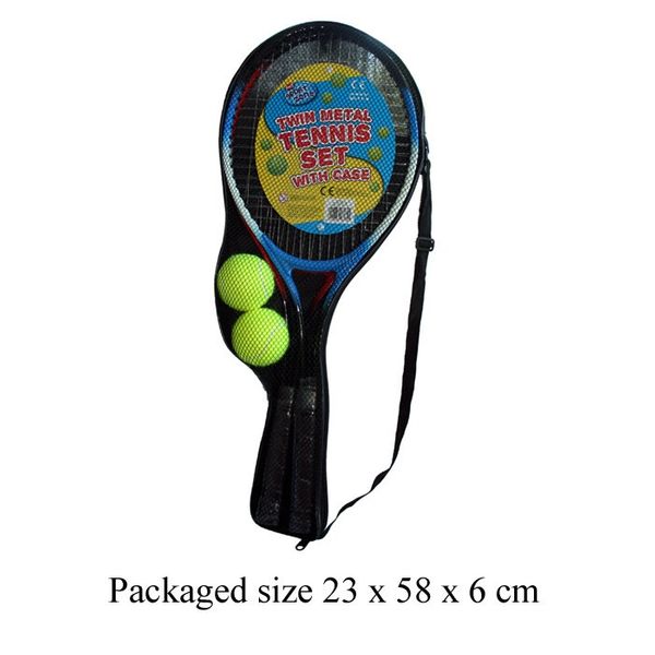 T19260 Twin metal tennis racket set with case includes 2 tennis balls