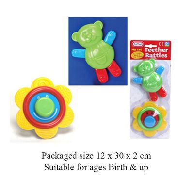 T19537 2 Infants Teethers Made From Safe Durable Plastic.