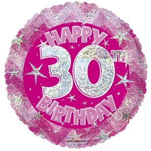 Pink Holographic Happy 30th Birthday Balloon - 18 inch