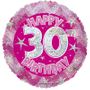 Pink Holographic Happy 30th Birthday Balloon - 18 inch