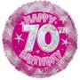 Pink Holographic Happy 70th Birthday Balloon - 18 inch