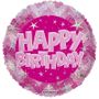 Pink Holographic Happy Birthday Balloon - 18 inch