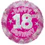 Pink Holographic Happy 18th Birthday Balloon - 18 inch