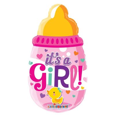 14"  Baby Bottle Girl Packaged with Straw