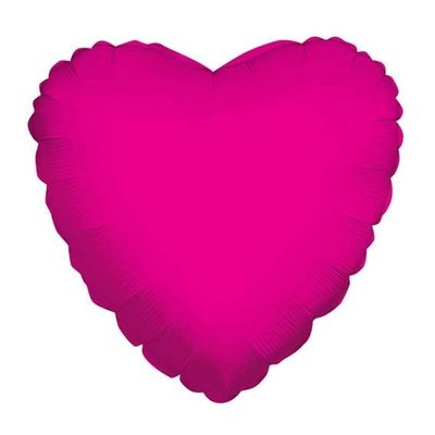 9" Flat Hot Pink Heart -Inflated with cup and stick