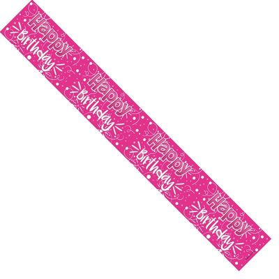 Happy Birthday Pink Banner (pack of 12) (1/48)