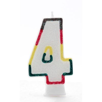 4 Multi Coloured Number Candle Pack of 6  (1/48)
