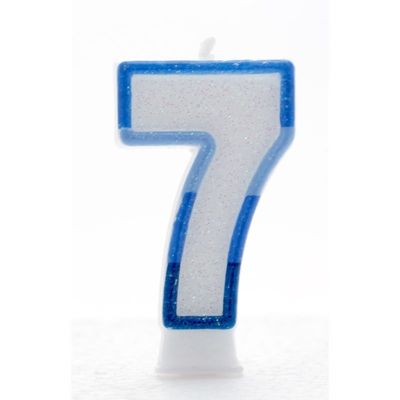7 Blue Coloured Number Candle Pack of 6 (1/48)