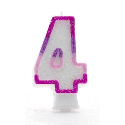 4 Pink Coloured Number Candle Pack of 6  (1/48)