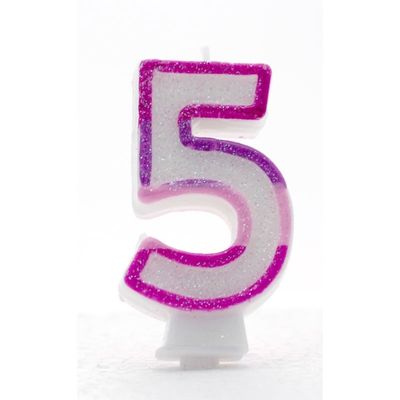 5 Pink Coloured Number Candle Pack of 6 (1/48)