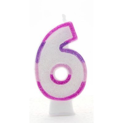 6 Pink Coloured Number Candle Pack of 6 (1/48)