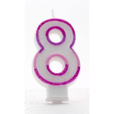 8 Pink Coloured Number Candle Pack of 6 (1/48)