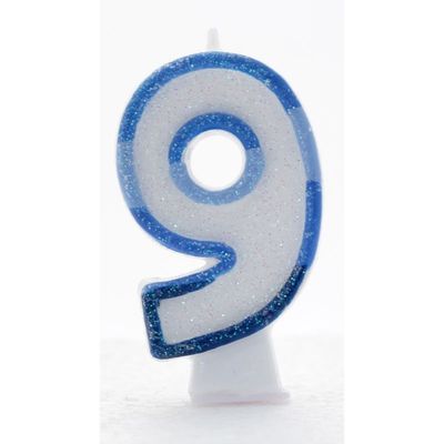 9 Blue Coloured Number Candle Pack of 6 (1/48)