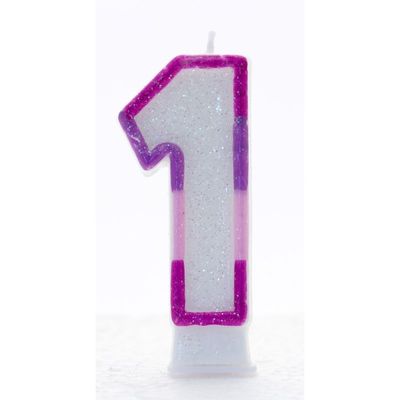 1 Pink Coloured Number Candle Pack of 6 (1/48)