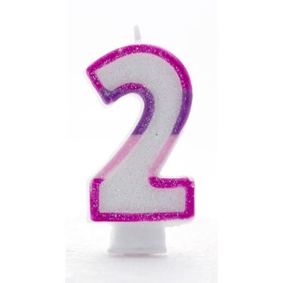2 Pink Coloured Number Candle Pack of 6 (1/48)
