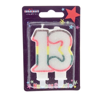 13 Double Age Candles Multicolour Pack of 6 (1/48)