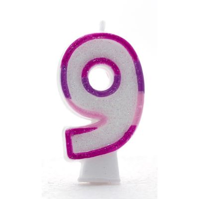 9 Pink Coloured Number Candle Pack of 6  (1/48)