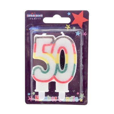 50 Double Age Candles Multicolour Pack of 6 (1/48)