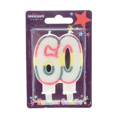 60 Double Age Candles Multicolour Pack of 6 (1/48)
