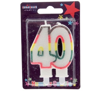 40 Double Age Candles Multicolour Pack of 6 (1/48)