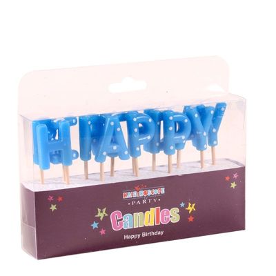 Happy Birthday Pick Candle- Blues -  Pack of 6 (48)