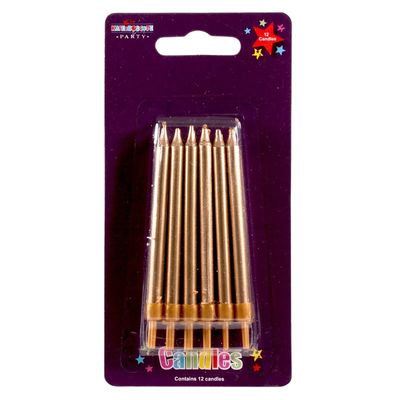 Straight Candles Gold (x12) - Pack of 6 (48)