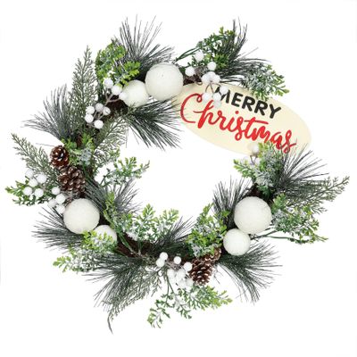 24" Merry Christmas Wreath White