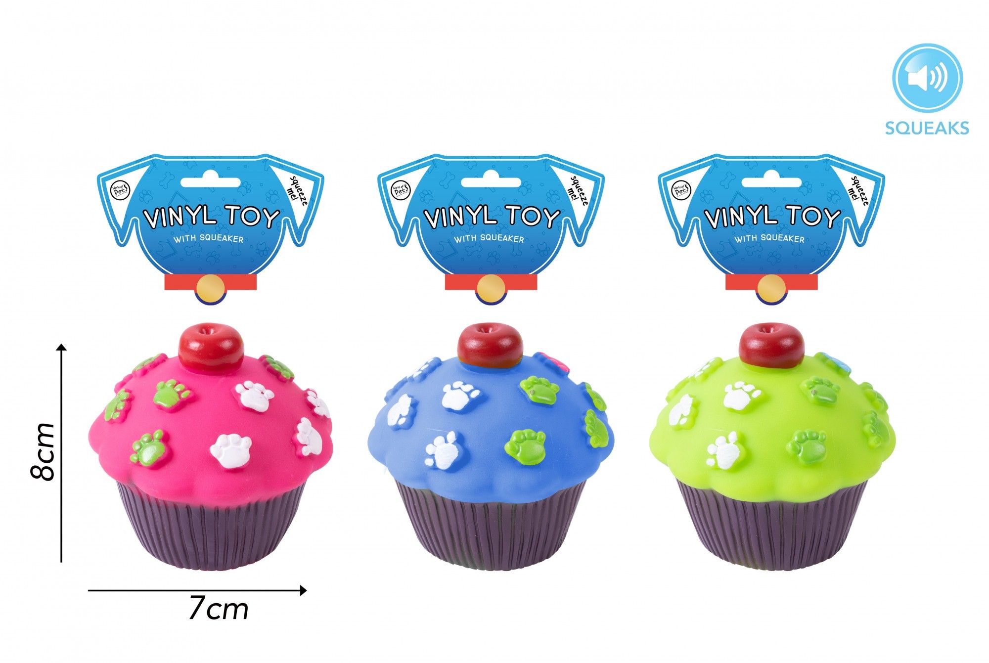 Cupcake Dog Toy with Squek (Assorted)
