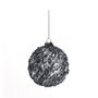 Bauble Glass Midnight blue sequin 80mm 