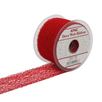 70mm x 20m Red Deco Web Ribbon (6/72)